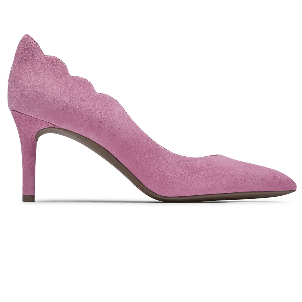 Sapatos De Salto Rockport Mulher Rosa - Total Motion 75Mm Scalloped Dorsay - 53472FHEV